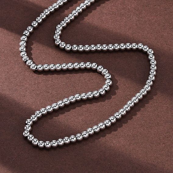 4мм цельные круглые 304 ожерелья из нержавеющей стали с бусинами, не тускнеет