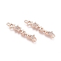 Brass Micro Pave Clear Cubic Zirconia Links Connectors, Word MAMA and Star, for Mother's Day