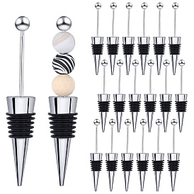 18Pcs Beadable Wine Stoppers, Aluminum Alloy with Rubber Wine Saver Bottle Stopper, Cone