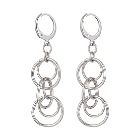 304 Stainless Steel Leverback Earrings for Women, Ring