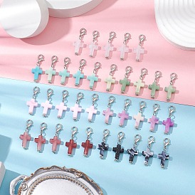35шт 7 цвета крест акриловые подвесные украшения, Подвески с застежками-когтями омара для украшения сумок