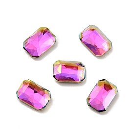 K9 Glass Rhinestone Cabochons, Flat Back & Back Plated, Faceted, Octagon Rectangle