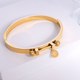 Geometric round card lettering love design sense bracelet titanium steel plated 18k real gold jewelry Z111