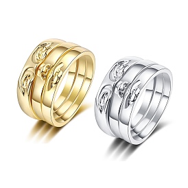 3Pcs Brass Rings, Jewely for Women, Smiling Face