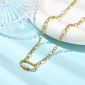 304 Ожерелья из нержавеющей стали с овальными звеньями для женщин, с 304 карабином из нержавеющей стали с фиксатором