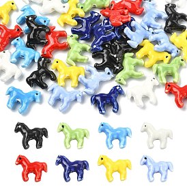 1Bag Handmade Porcelain Beads, Horses, Bright Glazed Porcelain