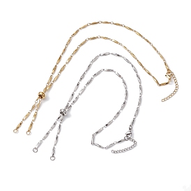 2Pcs 2 Colors Ion Plating(IP) 304 Stainless Steel Slider Necklace Makings, with Bar Link Chains and 202 Stainless Steel Slider Beads