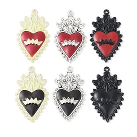 Rack Plating Alloy Enamel Pendants, Cadmium Free & Nickel Free & Lead Free, Heart Charms