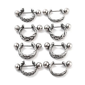 Braided 316 Surgical Stainless Steel Shield Barbell Hoop Earrings, Cartilage Earrings for Women