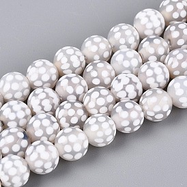 Нити бусин дзи из натурального агата в тибетском стиле, круглые, окрашенная и подогревом