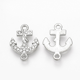 Alloy Rhinestone Links Connectors, Anchor