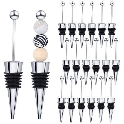 18Pcs Beadable Wine Stoppers, Aluminum Alloy with Rubber Wine Saver Bottle Stopper, Cone