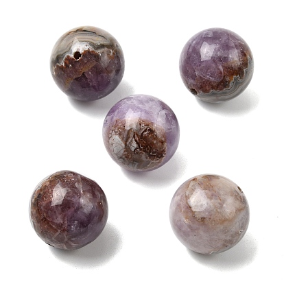 Бусины из натурального аметиста и кружевного агата, круглые