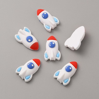 Cabujones de resina opaca con tema espacial, cohete