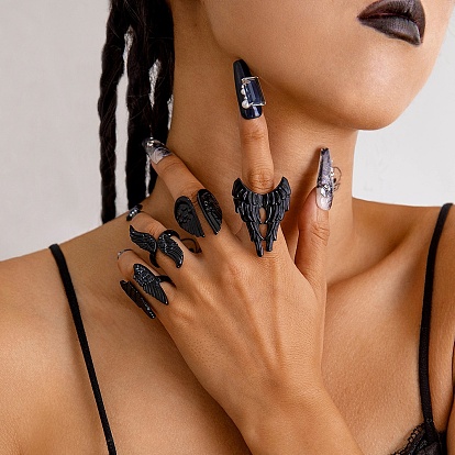 4шт 4 стили набор колец для пальцев в форме крыла из сплава для унисекс