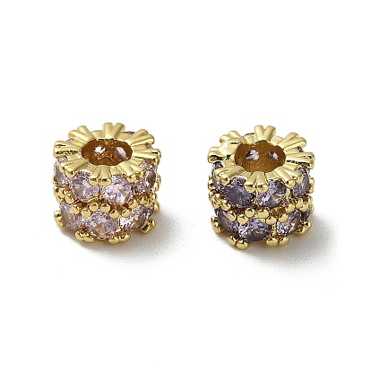 Латунные микро проложить кубического циркония бусы, колонка, реальный 18 k позолоченный