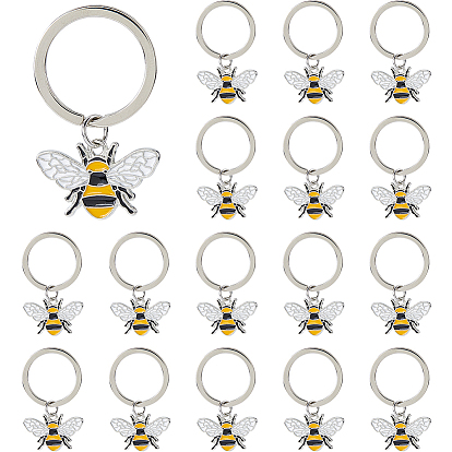 20брелок в виде пчел из эмалевого сплава, с брелоки железа, черный и желтый