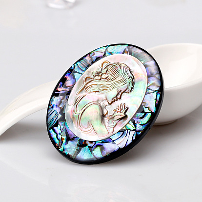 Natural Abalone Shell Beauty Head Series Brooch - Fashionable and Elegant
