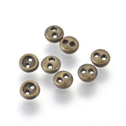 Alloy Buttons, 2-Hole, Flat Round
