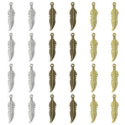 30 шт 3 цвета подвески из сплава, перо