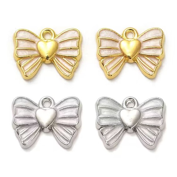 Alloy Enamel Pendants, Bowknot Charm