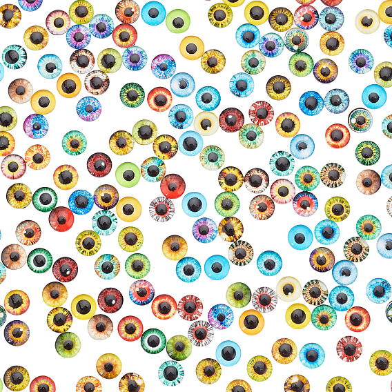 Стеклянные кабошоны с плоской задней стенкой, купол / полукруглый с рисунком глаз дракона