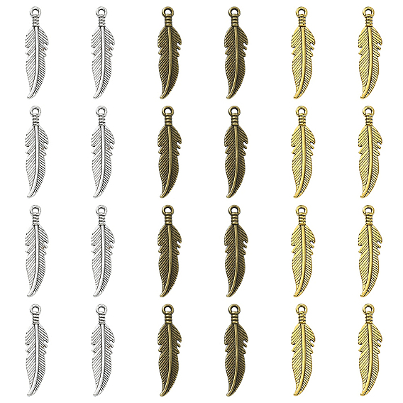 30 шт 3 цвета подвески из сплава, перо