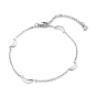 304 Stainless Steel Cable Chain Anklets, with Moon Links and Lobster Claw Clasps