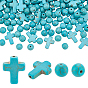 280 шт. 2 стили окрашенные синтетические бирюзовые бусины, круглый и крест