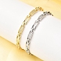 Латунные браслеты-цепочки с микропаве из прозрачных кубических цирконий для женщин, прямоугольные, долговечный, стойки покрытие, без свинца и без кадмия