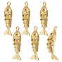6 латунные подвески шт., рыба, со стразами