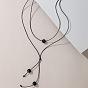 Chic Double-Layered Geometric Necklace with Woven Cord and Beads
