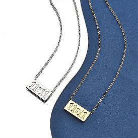 304 нержавеющая сталь 11:11 ожерелье с подвеской в виде прямоугольника с цепочками из тросов для женщин