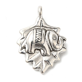 Tibetan Style Alloy Pendants, Leaf with Elephant