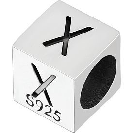 Sterling Silver Beads, Cube, European Bead