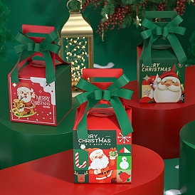 Квадратные бумажные коробки для выпечки, с лентой, для упаковки печенья кексов для мини-кексов, подарочная коробка на рождественскую тематику