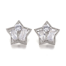 Пуговицы на хвостовике из латуни с микропейвом и прозрачным кубическим цирконием, звезда