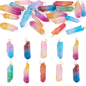 20подвески из натурального окрашенного кварца, с медной проволокой