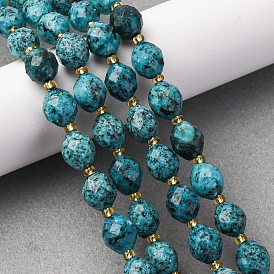 Нити бусин из натуральной кунжутной яшмы, граненые, в форме риса, с ЮВАО бисером