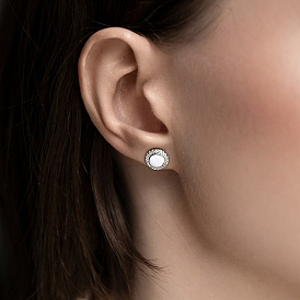 S925 плоские круглые серьги-гвоздики из стерлингового серебра с прозрачными кубическими цирконами