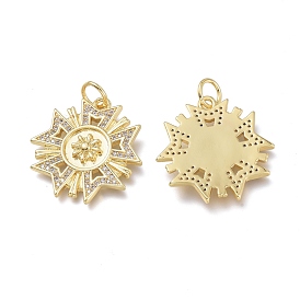 Кулон из латуни с микропаве, прозрачный кубический цирконий, под эмаль, с прыжковых колец, долговечный, цветок