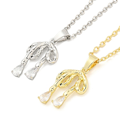 Collar con colgante de circonita cúbica transparente micro pavé de latón, lazo