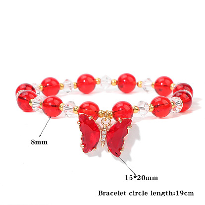 Glass bracelet with butterfly pendant - minimalist design, elegant accessory.