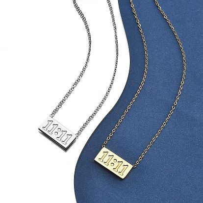 304 нержавеющая сталь 11:11 ожерелье с подвеской в виде прямоугольника с цепочками из тросов для женщин