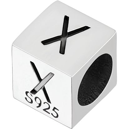 Sterling Silver Beads, Cube, European Bead