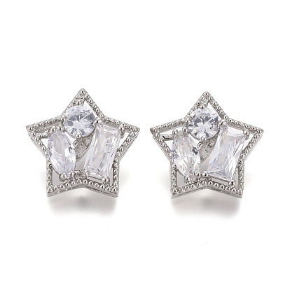 Пуговицы на хвостовике из латуни с микропейвом и прозрачным кубическим цирконием, звезда