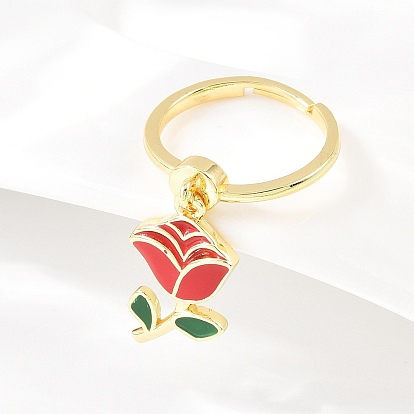 Регулируемые латунные эмалевые кольца-подвески для женщин, долговечный, реальный 18 k позолоченный