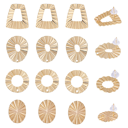 16шт. 4 фурнитура для сережек-гвоздиков в форме пончика, плоской, круглой и трапециевидной формы из латуни, с вертикальными петлями и 30пластиковыми ушными гайками