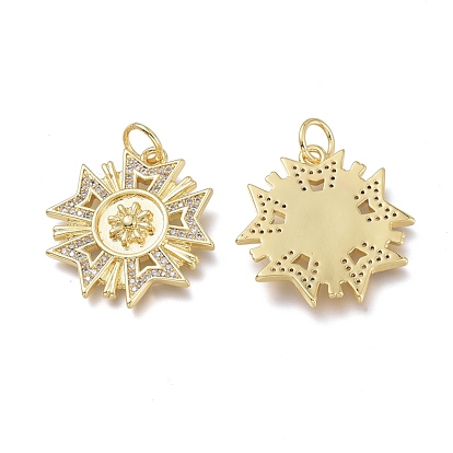 Кулон из латуни с микропаве, прозрачный кубический цирконий, под эмаль, с прыжковых колец, долговечный, цветок