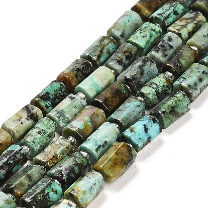 Natural African Turquoise(Jasper) Beads Strands, with Seed Beads, Faceted Column